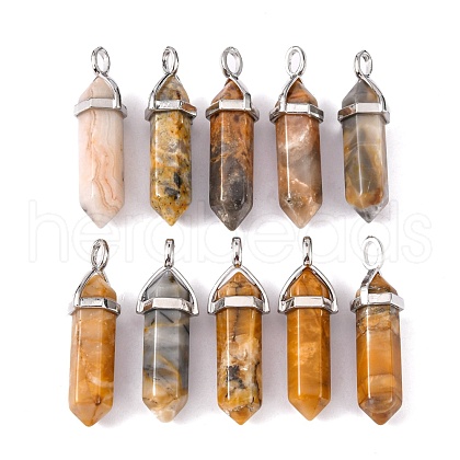 Natural Crazy Agate Pendants G-M378-01P-A36-1