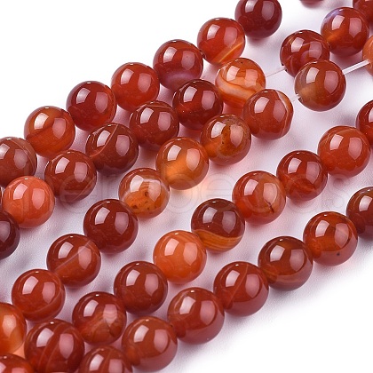 Natural Striped Agate/Banded Agate Beads Strands G-I261-C03-8mm-1