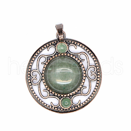 Retro Hollow Natural Aventurine Pendants PW-WG205B0-14-1