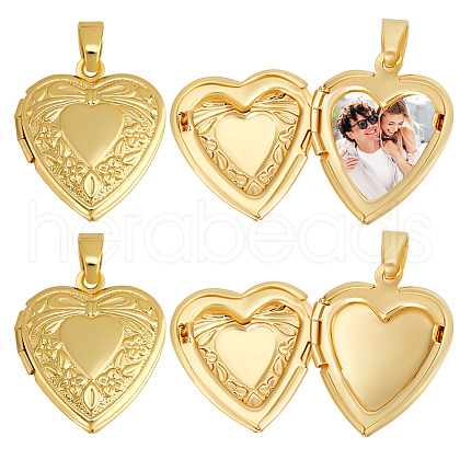 Beebeecraft 6Pcs Brass Locket Pendants KK-BBC0015-53-1