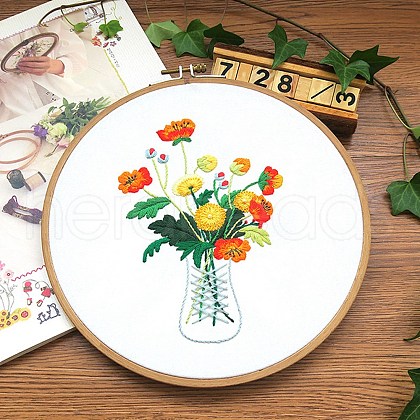 Flower Pattern DIY Embroidery Starter Kits DIY-P077-102-1