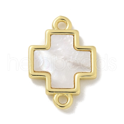 Brass Pave Shell Connector Charms KK-M300-10G-01-1