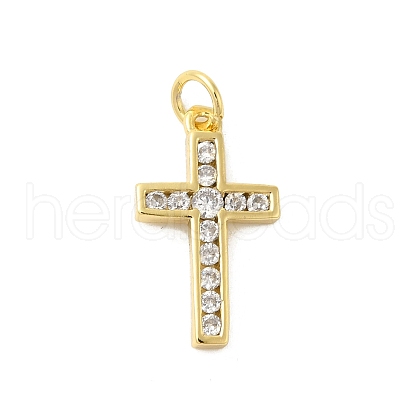 Cross Shape Rack Plating Brass Micro Pave Cubic Zirconia Pendants KK-S396-07A-1