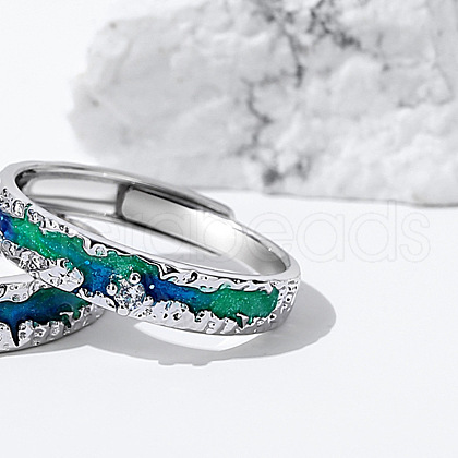 S925 Sterling Silver Enamel Adjustable Ring FS-WGC4316-01-1