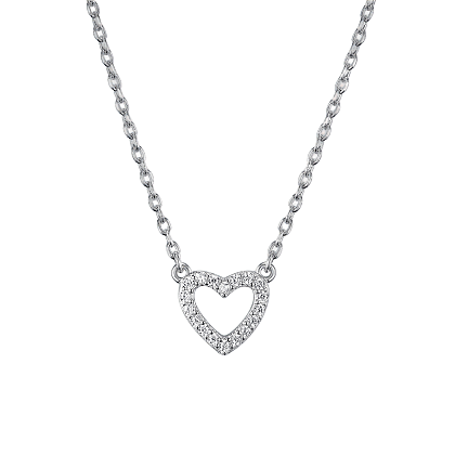 S925 Silver Micro-Inlaid Zircon Heart Necklace KV2333-1