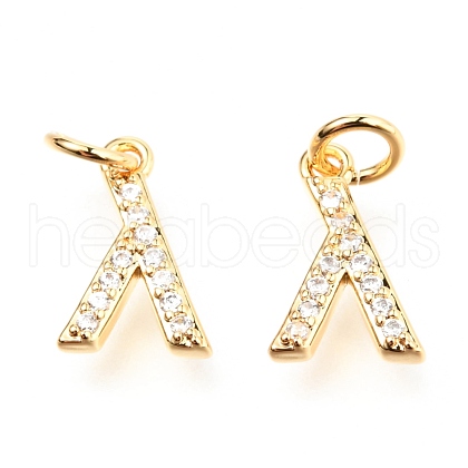 Brass Micro Pave Cubic Zirconia Charms ZIRC-O037-01G-1