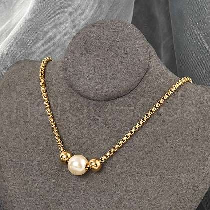 304 Stainless Steel Box Chain Necklaces for Women NJEW-Z055-04G-1
