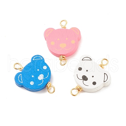 Spray Painted Wood Connector Charms PALLOY-JF01427-09-1