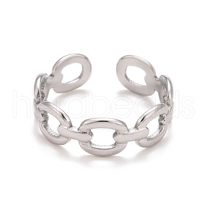304 Stainless Steel Oval Wrap Open Cuff Ring for Women RJEW-A005-33P-1
