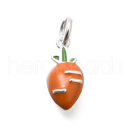 925 Sterling Silver Dark Orange Enamel Charms STER-H116-01B-S-1