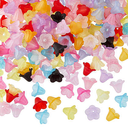200Pcs Frosted Opaque Acrylic Bead Caps OACR-HS0001-01-1