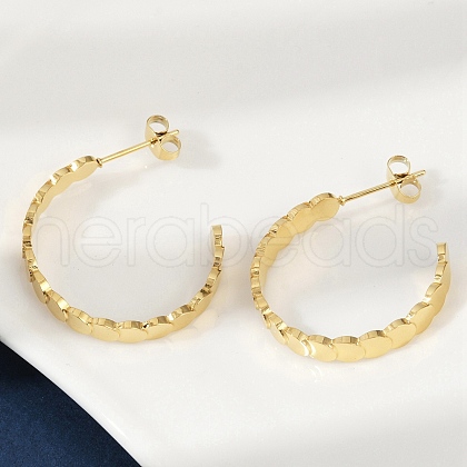 304 Stainless Steel C-Shaped Stud Earrings EJEW-V004-05G-1