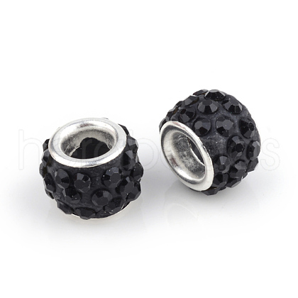 Polymer Clay Rhinestone European Beads CPDL-S007-01-1