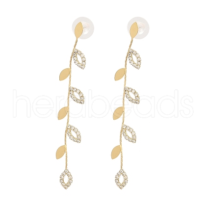 Cubic Zirconia Chains Tassel Earrings EJEW-P236-05G-1
