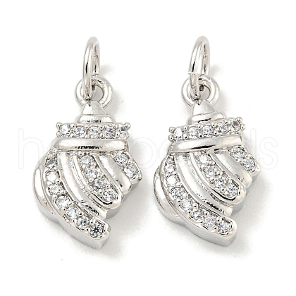 Rack Plating Brass Micro Pave Clear Cubic Zirconia Pendants KK-B093-18P-1
