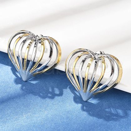 304 Stainless Steel Two Tone Stud Earrings EJEW-D319-01GP-1