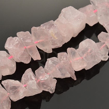 Natural Rose Quartz Nuggets Bead Strands G-A139-B10-1