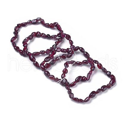 Natural Garnet Bead Stretch Bracelets BJEW-K213-45-1
