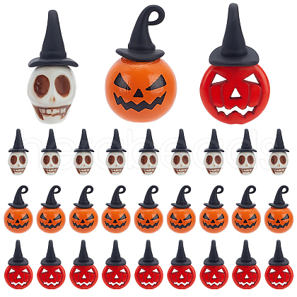 ARRICRAFT 30Pcs 3 Styles Halloween Dyed Synthetic Turquoise & Alloy Pendants FIND-AR0005-28-1