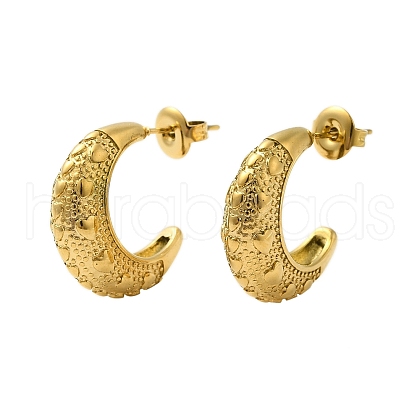 304 Stainless Steel Moon Stud Earrings for Women EJEW-U020-04G-1