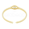 Cubic Zirconia Horse Eye Open Cuff Bangle BJEW-G651-04G-03-2