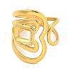Ion Plating(IP) Hollow Heart 304 Stainless Steel Open Cuff Finger Rings for Women RJEW-P114-08G-2