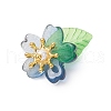 Flower Glass with Leaf Acrylic Charms HJEW-JM02572-02-4
