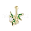 Alloy Green Enamel Bamboo Shaped Connector Charms PALLOY-R151-74G-1