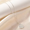 304 Stainless Steel Flat Round Coin Pendant Cable Chain Necklaces for Women STAS-Z108-02S-01-3