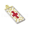 Handmade Glass Seed Beaded Rectangle with Cross Pendants PALLOY-MZ00616-02-2