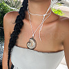 Summer Beach Alloy Shell Shape Pendant Wax Cord Wrap Necklaces FS-WG2737A-05-1