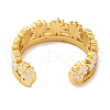 Rack Plating Flower Brass Enamel Open Cuff Rings for Women RJEW-S242-09G-B-3