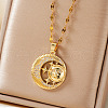 Retro Brass Pave Shiny Cubic Zirconia Moon Star Face Pendant Necklaces OX2652-2-2