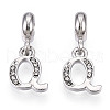 Platinum Rack Plating Alloy Rhinestone European Dangle Charms PALLOY-T048-36P-Q-1