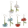 304 Stainless Steel Flower Dangle Earrings EJEW-MZ00461-2