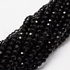 Faceted Natural Agate Round Beads Strands X-G-E318C-4mm-06-1