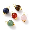 Natural Lapis Lazuli & Red Agate & Green Aventurine & Rose Quartz & Tiger Eye Pendants X-PALLOY-JF00580-1