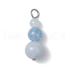 Natural Aquamarine Round Beaded Pendants PALLOY-JF02867-13-1