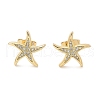 Brass Micro Pave Clear Cubic Zirconia Stud Earrings EJEW-D305-11G-3