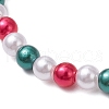 5Pcs 5 Styles Christmas Theme Acrylic Imitation Pearl & Alloy Enamel Stretch Charm Bracelet Sets for Women BJEW-JB11199-5