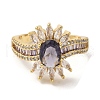 Oval Brass Micro Pave Cubic Zirconia Open Cuff Rings RJEW-U008-04B-G-2