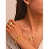 Airplane & Earth 201 Stainless Steel Pendant Necklace & Stud Earring & Cuff Ring & Cuff Bangle Sets FS-WG54043-01-2