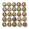 Brass Elder Futhark Alphabet Engraved Symbol Flat Round Natural Unakite Rune Stones G-I373-01E-1