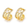 Rack Plating Brass Micro Pave Clear Cubic Zirconia Cuff Earrings EJEW-H147-05G-4