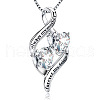 925 Sterling Silver Pave Clear Cubic Zirconia Double Heart Pendant Necklaces for Mother's Day FS-WG5E11A-01-5