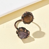 Natural Amethyst & Tiger Eye Rings RJEW-B122-04R-04-2