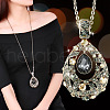 Teardrop Alloy Gray Glass Pendant Long Necklaces for Women FS-WGBF360-01-2