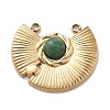 PVD Vacuum Plating 304 Stainless Steel Pave Natural African Jade Pendants STAS-R130-56G-1