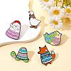 5 Pcs Enamel Lapel Pin Sets Cute Lamb Fox Goose Chicken Animal Brooch Pins Electrophoresis Black Alloy Animal Brooches for Clothes Bags Backpacks Party Decoration Christmas Gift JBR107A-2