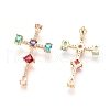 Brass Micro Pave Cubic Zirconia Pendants ZIRC-G152-47G-2